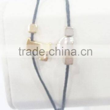 FASHION 2 TONE PLATE 2 ROWS LOVE HEART ADJUSTABLE BRACELET photo-2