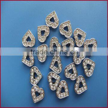 Produce Pave Heart Charms Wholesale DIY Wearing Slide Heart Shaped Accessory