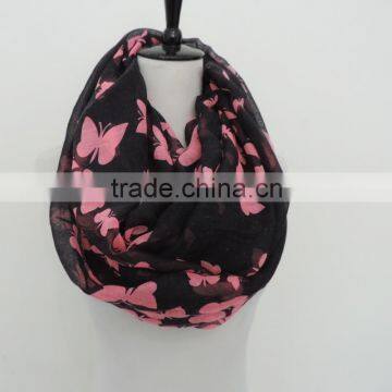 Wholesale Hot Hit New Pattern Butterfly Printing Polyester Cotton Infinity Scarf photo-6
