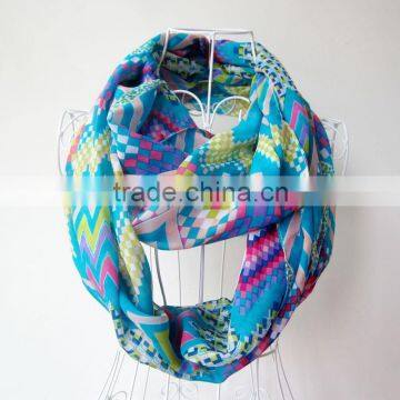 Attractive Fashion Ladies Polyester Silk Neck Warmer Infinity Chiffon Scarf