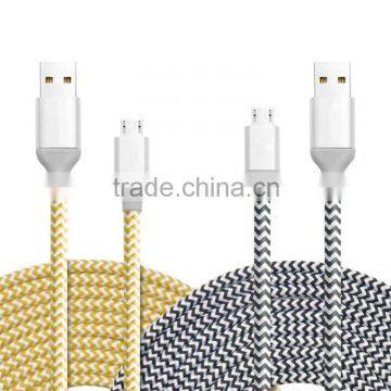 Woven Fabric Braided Flat Pipe Connector Micro USB Cable