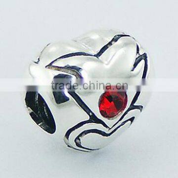 Double Sided Austrian Crystals 925 Sterling Silver Heart Bead