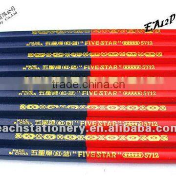 2012 best selling hexagonal bi color pencil, double color lead