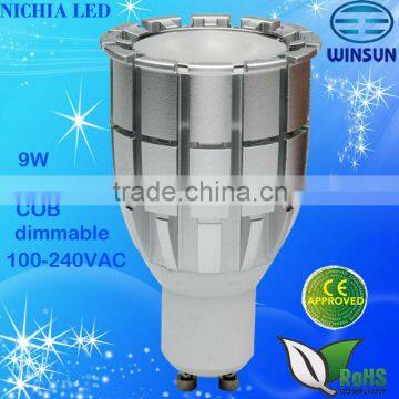 NICHIA led cob gu10 spotlight 9W 100-240VAC