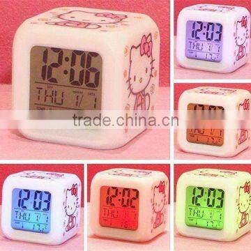 Hello Kitty LED 7 Color Electronic Color Change Digital Alarm Clock
