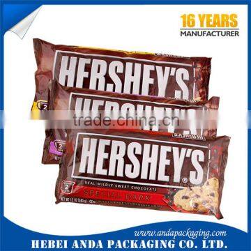 Quality printing flexible plastic bag roll for chocolate energy bar packaging/snack bar packaging