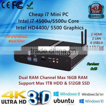 i7 mini nettop pc 4500u 5500U dual core gigabit lan usb3.0 3 yr warranty best htpc home fanless 0db noise