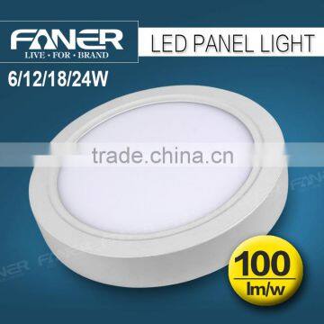 fanner 6/12/18/24w small round/square surface mounted chinese factory supply led panel celing light