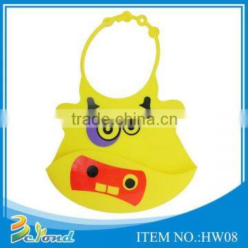 Custom fancy yellow animal silicone baby bib