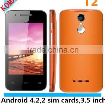 KOMAY RDA 8810P RAM 256MB, ROM 512MB android 4.2.2 2 cameras T2 3.5" Capacitive touch screen smart phone