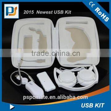 White Color Computer Accessories Gift Set -usb Led Light/mini Mouse/usb Hub/heaphone photo-2