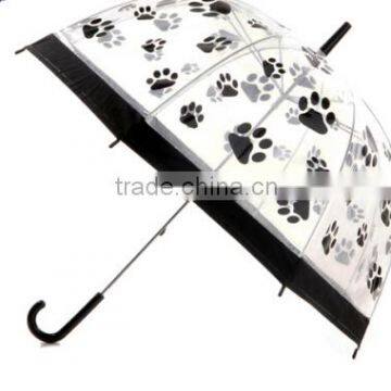 Fancy children pvc transparent umbrella with plastic umbrella holder