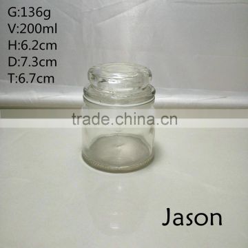 200ml round airtight glass jar with glass cap