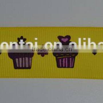 Supply 1inch 1-1/2inch yellow cupcake printing ribbon gift box wrap