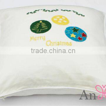 Handmade satin cotton chrismast embroidered cushion cover