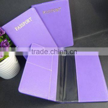 Gold Hot Stamping Purple Leather Passport Holder photo-5