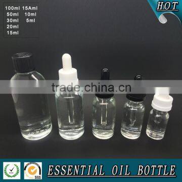 5ml 10ml 15ml 30ml 50ml 100ml Clear Glass Essential Oil Bottle Quality Choice