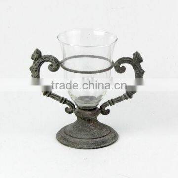 angel metal candle holder w/hurricane glass