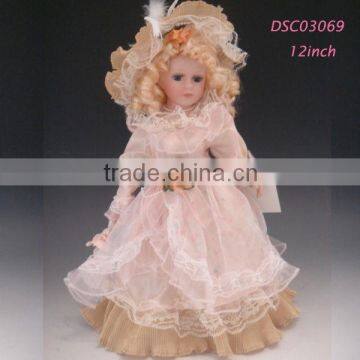 12 inch top promotion porcelain doll fashionable Victorian doll