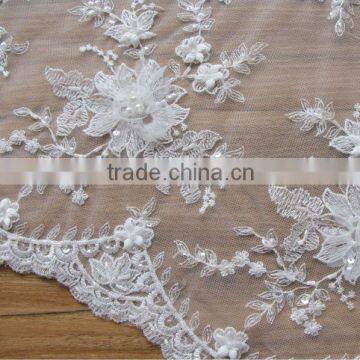 Beaded Lace With Soild Hand Sewing Flower