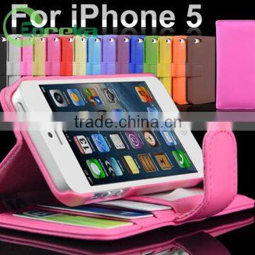 High quality wallet mobile phone leather case for iphone 5