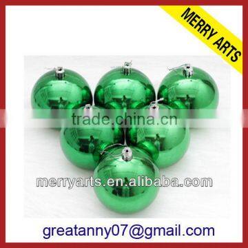 china manufacturer custom new color 10cm shiny green plastic christmas ball wholesale