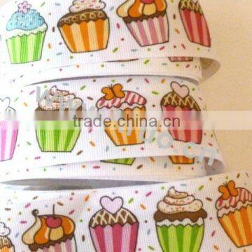 Wide grosgrain ribbon with print