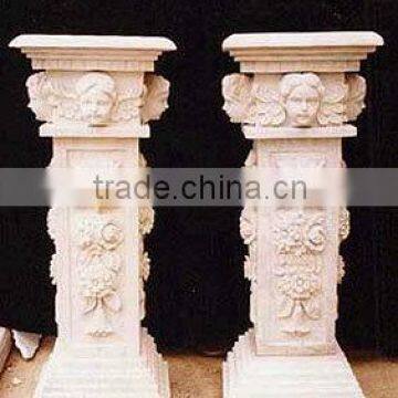 Outdoor white marble stair railing designs hand carved stone sculpture for home