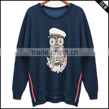 Fashion Unique Zipper custom 100% cotton crewneckS weatershirt hot sale in Europe And America