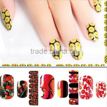 5Sheets Water Transfer Nail Stickers Flowers Leopard Designs Nail Tips Wraps DIY Nail Decals