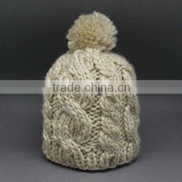 CUSTOM DESIGN KNITTED WOMEN POM POM WINTER BEANIE HAT