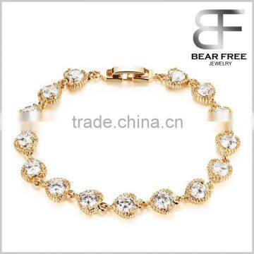 Fashion 18K Gold Plated Elegant Women's Heart Bracelet Link Wristband Wedding Bride Gifts