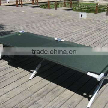 Folding army bed with side bag,Aluminum adjustable beach camping bed