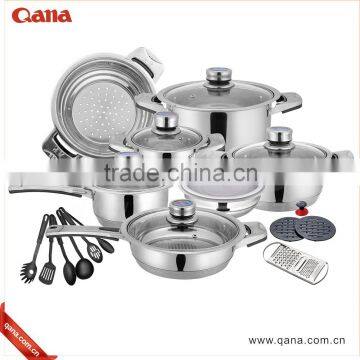 wholesale QANA 16/17/18/19/21/22pcs german style Stainless Steel Cookware set                        
                                                Quality Choice