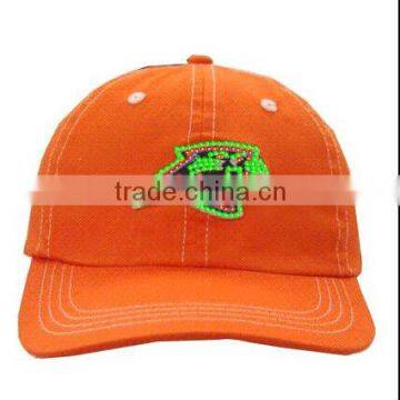 advertising&promotional embroidery blinking fiber optic red orange party cap