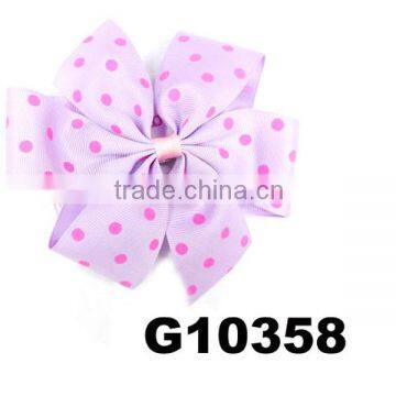 Girls Big Polka Dot Purple Ribbon Hair Bows for sale