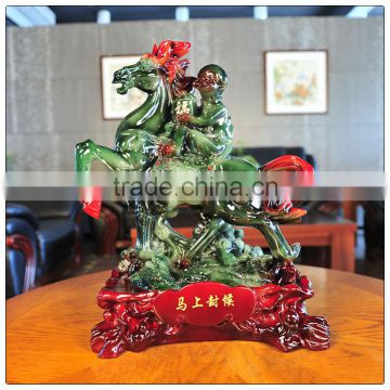 Resin jade color monkey in the elephant statue ,chinese zodiac statue