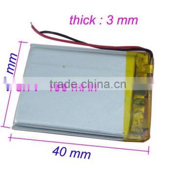 lipo battery 3.7v 250mah with size 303040