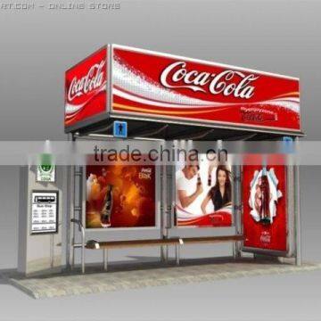 Hot Sale Modern Style Stainless Steel Bus Stop Shelter in Good Quality with Scrolling Light Box for Ads