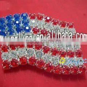 2013pageant patriotic crown flag crystal brooch pin