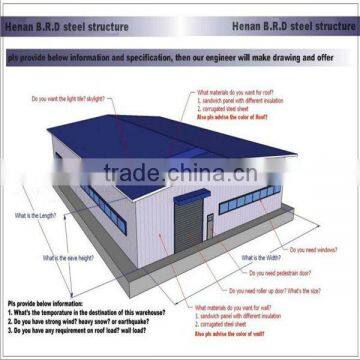 Wide Span Light steel structure fabricated warehouse