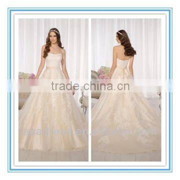 Tulle and Lace Over Dolce Satin Strapless Wedding Ball Gown (WDES-1055)