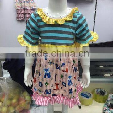 2016 Newest Boutique Girls Summer Outfits Popular Style Squirrel Printing Top Cotton Ruffle Outfits photo-1