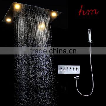 Luxury 2016 Led Shower Sets Rainfall Shower Waterfall Stainless Steel Bathroom Accessories Recessed Ceiling Square Showers Kits photo-4