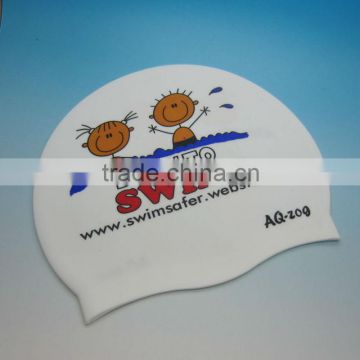 Adult / Kid sizes customized logo printed waterproof sport swimming school cap