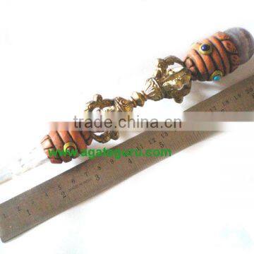 TIBETAN HEALING WANDS WITH METAL DORJES : Tibetan Healing Wands From Agate Guru Exports photo-2