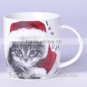 Hot Sale Lovely Cat Designed Mug Ceramic Christmas Gift Mug Hunan ceramic factory