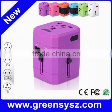 GR-W13 Pantone 2 usb ports world plug adapter multi usb with 1 year warranty