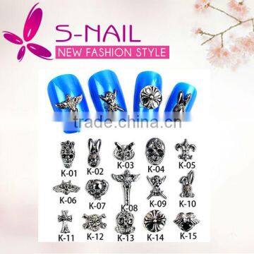 Newest 3d alloy nail art, metal nail art decoration, 3d metal nail art decor