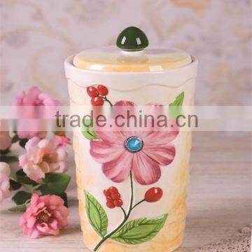 Newest Factory Direct Embossed Ceramic Food Storage Jar